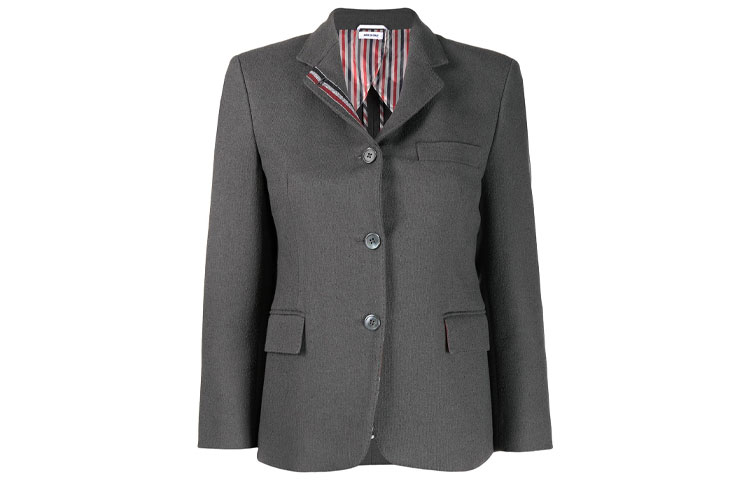 Order (W) THOM BROWNE SS21 Jaket Santai Lengan Desain Abu Tua FBC637H-07684-025