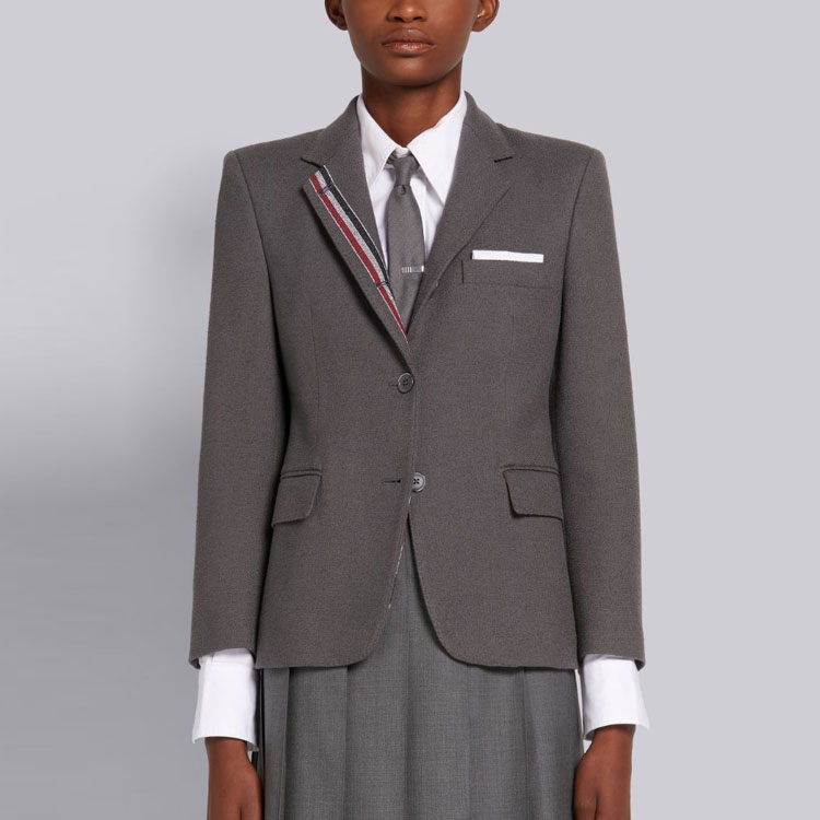 Lookbook (W) THOM BROWNE SS21 Jaket Santai Lengan Desain Abu Tua FBC637H-07684-025