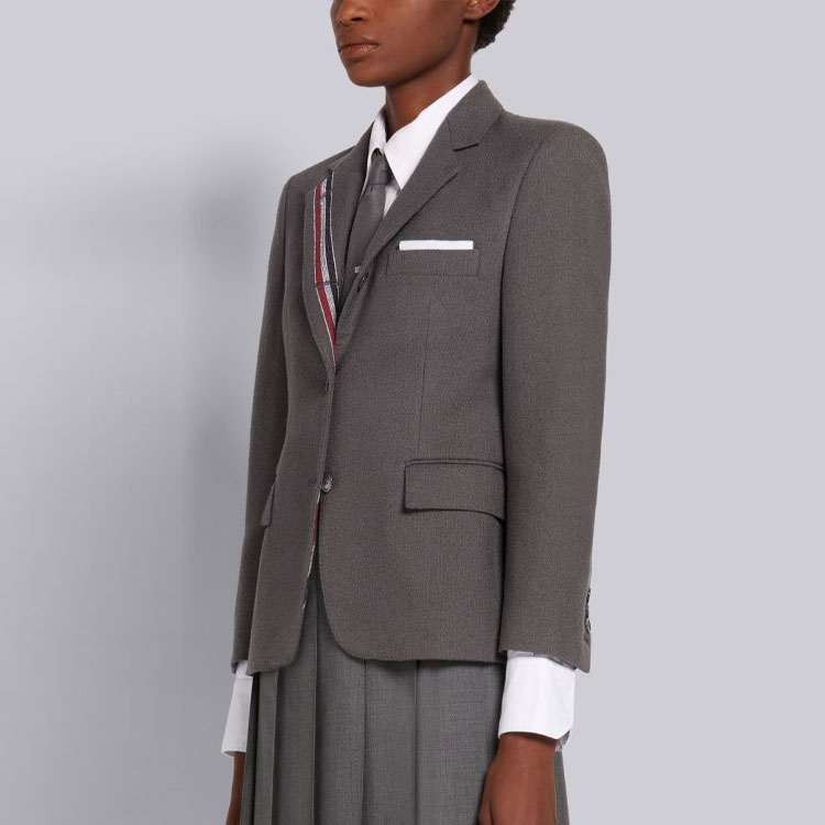 Shop (W) THOM BROWNE SS21 Jaket Santai Lengan Desain Abu Tua FBC637H-07684-025