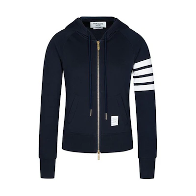 (Women) Thom Browne SS21 Classic Navy 4-Bar Hoodie FJT001A-00535-415