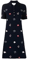 (Women) Thom Browne SS21 Floral Embroidered Polo Dress Navy Blue. FJD070A-07255-415 (Women) Thom Browne SS21 Floral Embroidered Polo Dress Navy Blue. FJD070A-07255-415