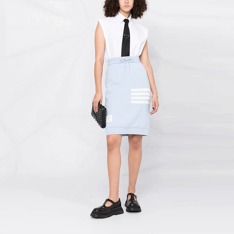 Lookbook (W) THOM BROWNE SS21 Falda Larga Casual con Cordón y Cuatro Rayas FJK044-A07693-480