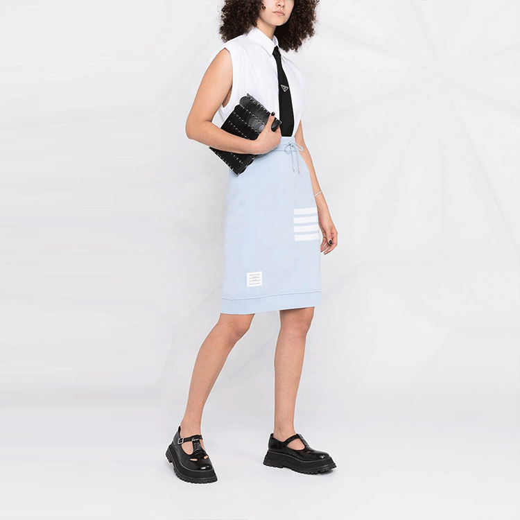 Purchase (W) THOM BROWNE SS21 Falda Larga Casual con Cordón y Cuatro Rayas FJK044-A07693-480