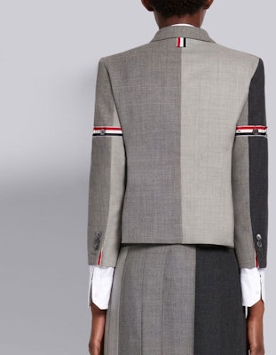 (W) Thom Browne SS21 Funmix Wool Jaket Lengan Panjang - Abu-abu. FBC010F-00473-025 Shop (W) Thom Browne SS21 Funmix Wool Jaket Lengan Panjang - Abu-abu. FBC010F-00473-025