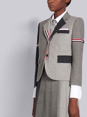 (W) Thom Browne SS21 Funmix Wool Jaket Lengan Panjang - Abu-abu. FBC010F-00473-025 Purchase (W) Thom Browne SS21 Funmix Wool Jaket Lengan Panjang - Abu-abu. FBC010F-00473-025