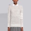 Shop (W) Thom Browne SS21 Sweater Merino Cotton Crewneck Garis Abu-Abu Muda. FKA313A-Y9001-055