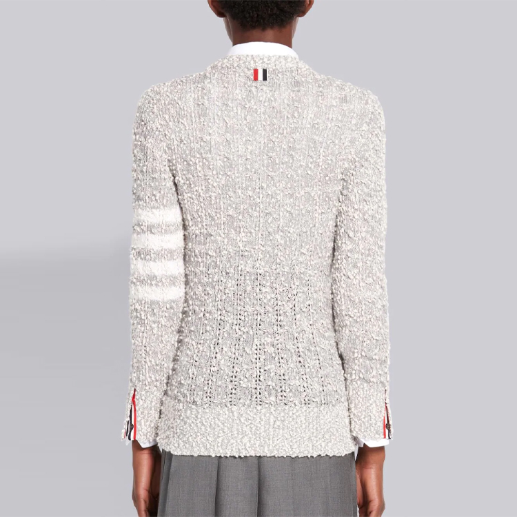 Purchase (W) Thom Browne SS21 Sweater Merino Cotton Crewneck Garis Abu-Abu Muda. FKA313A-Y9001-055