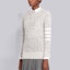 Details for (W) Thom Browne SS21 Sweater Merino Cotton Crewneck Garis Abu-Abu Muda. FKA313A-Y9001-055