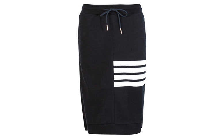 (Women) Thom Browne SS21 Navy Slim Fit Skirt with 4-Bar Stripes FJK008A-00535-415