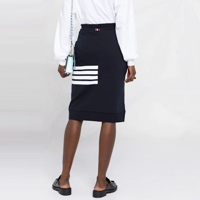 (W) Falda Ajustada Azul Marino Thom Browne SS21 con Rayas 4-Bar. FJK008A-00535-415 Purchase (W) Falda Ajustada Azul Marino Thom Browne SS21 con Rayas 4-Bar. FJK008A-00535-415