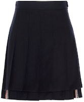 (Women) Thom Browne SS21 Navy Wool Mini Pleated Slim Fit Mid-Rise Skirt FGC402V-00626-415 (Women) Thom Browne SS21 Navy Wool Mini Pleated Slim Fit Mid-Rise Skirt FGC402V-00626-415