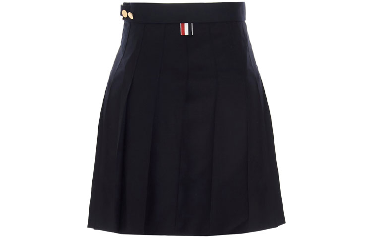 Lookbook (W) Falda Mini Thom Browne SS21 Azul Marino de Lana Entallada de Tiro Medio. FGC402V-00626-415