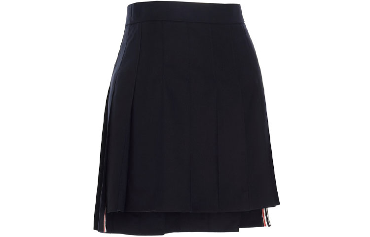 Shop (W) Falda Mini Thom Browne SS21 Azul Marino de Lana Entallada de Tiro Medio. FGC402V-00626-415