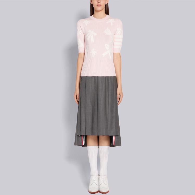 (Women) THOM BROWNE SS21 Pink Logo Stripe Contrast Print Crewneck T-Shirt. FKA325A-Y3006-642 圖 3