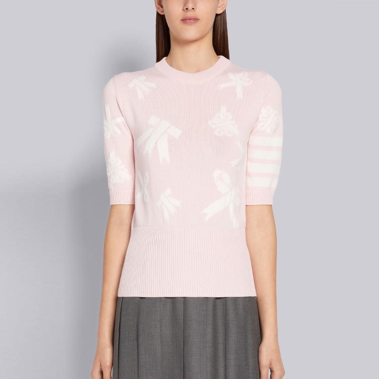 (Women) THOM BROWNE SS21 Pink Logo Stripe Contrast Print Crewneck T-Shirt. FKA325A-Y3006-642 圖 4