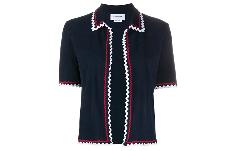 Order (W) 汤姆布朗 SS21 女款短袖针织开衫 海军蓝. FJP041A-07275-415