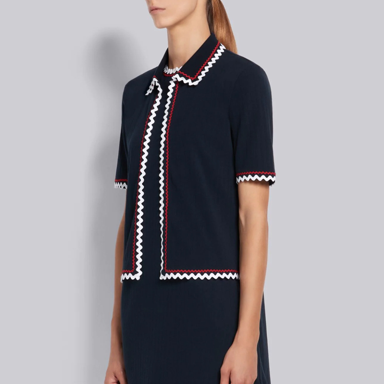 Details for (W) 汤姆布朗 SS21 女款短袖针织开衫 海军蓝. FJP041A-07275-415