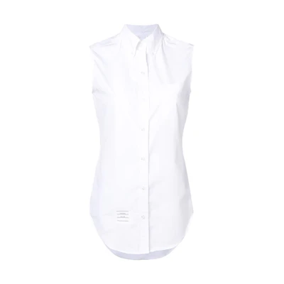 (Women) THOM BROWNE SS21 Satin-Trim Shirt White FLL012E-03113-100