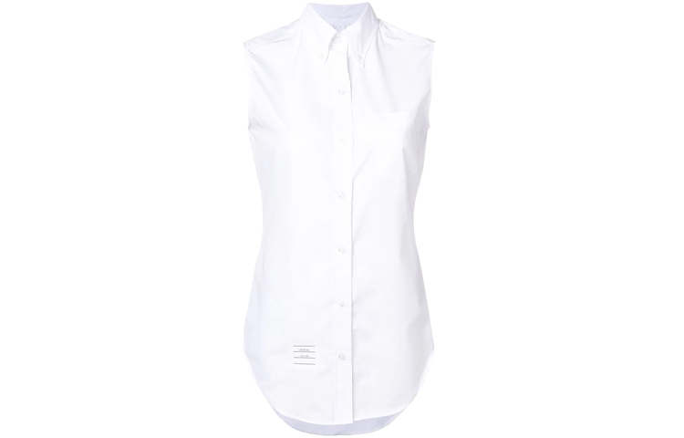 Order (W) THOM BROWNE SS21 Camisa Blanca con Detalle de Satén FLL012E-03113-100
