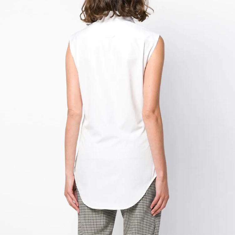 Shop (W) THOM BROWNE SS21 Camisa Blanca con Detalle de Satén FLL012E-03113-100