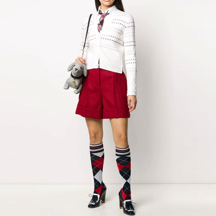 Lookbook (W) THOM BROWNE SS21 Celana Pendek High Waist Belt Merah Wanita. FTC363T-03793-600