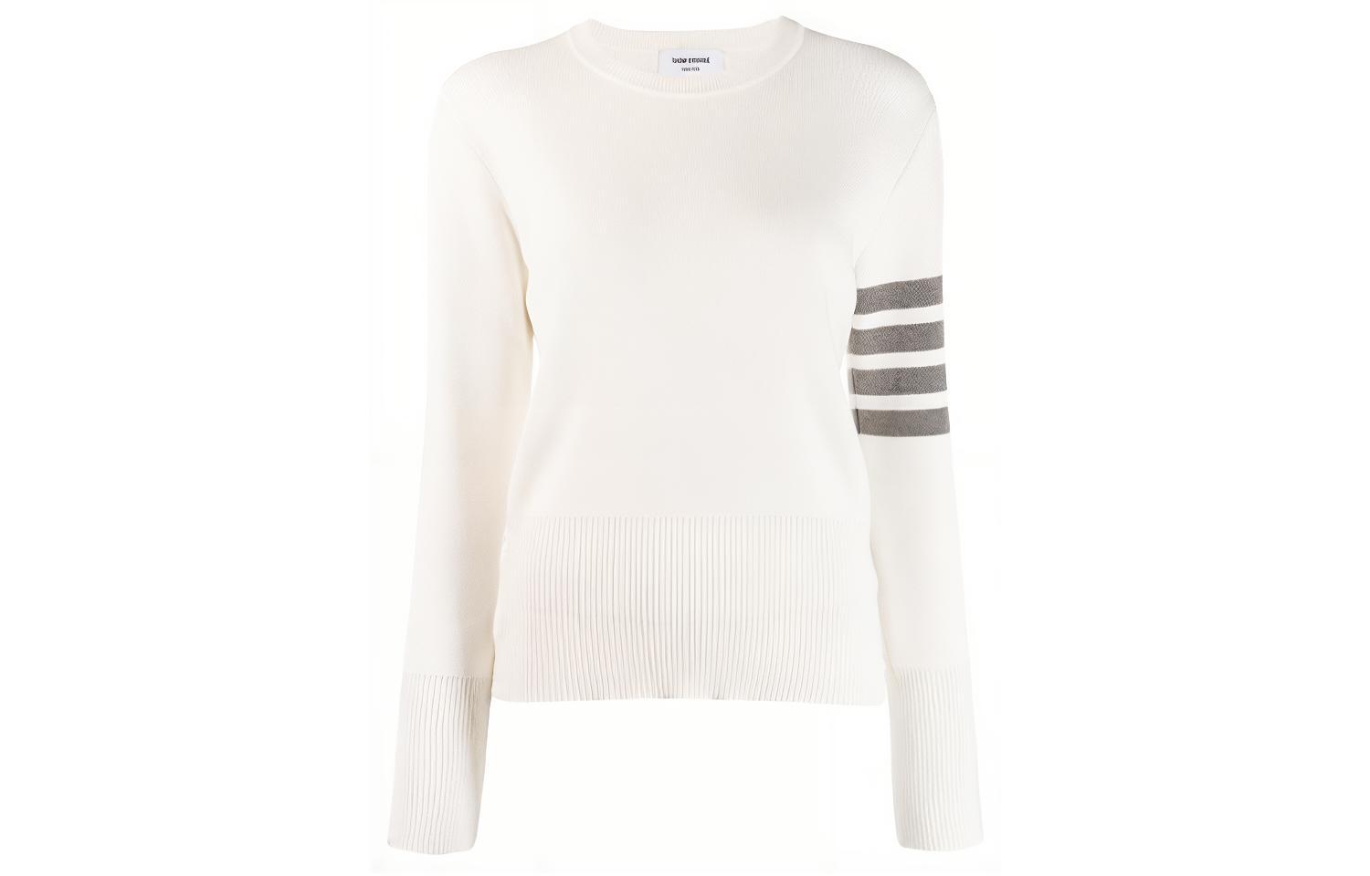 (Women) Thom Browne SS21 White 4-Bar Crewneck Pullover Sweater FKA239A-00219-100 圖 2