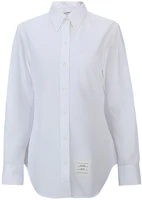 (Women) THOM BROWNE SS21 White Logo Shirt FLL005A-06496-100 (Women) THOM BROWNE SS21 White Logo Shirt FLL005A-06496-100