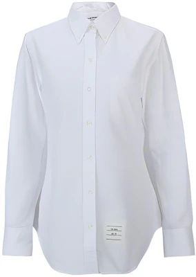 (Women) THOM BROWNE SS21 White Logo Shirt FLL005A-06496-100 Buy (Women) THOM BROWNE SS21 White Logo Shirt FLL005A-06496-100