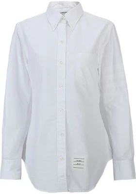 (Women) THOM BROWNE SS21 White Logo Shirt FLL005A-06496-100 Order (Women) THOM BROWNE SS21 White Logo Shirt FLL005A-06496-100