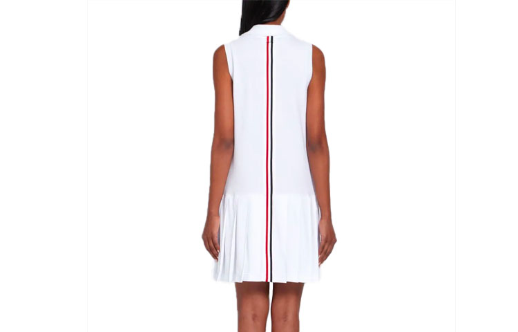 Lookbook (W) THOM BROWNE SS21 白色无袖百褶网球连衣裙 FJD057A-00050-100