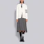 Lookbook (Women) Thom Browne SS21 White V-Neck Cardigan with Signature Stripes FKC207A-00219-100