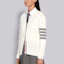 Details for (Women) Thom Browne SS21 White V-Neck Cardigan with Signature Stripes FKC207A-00219-100