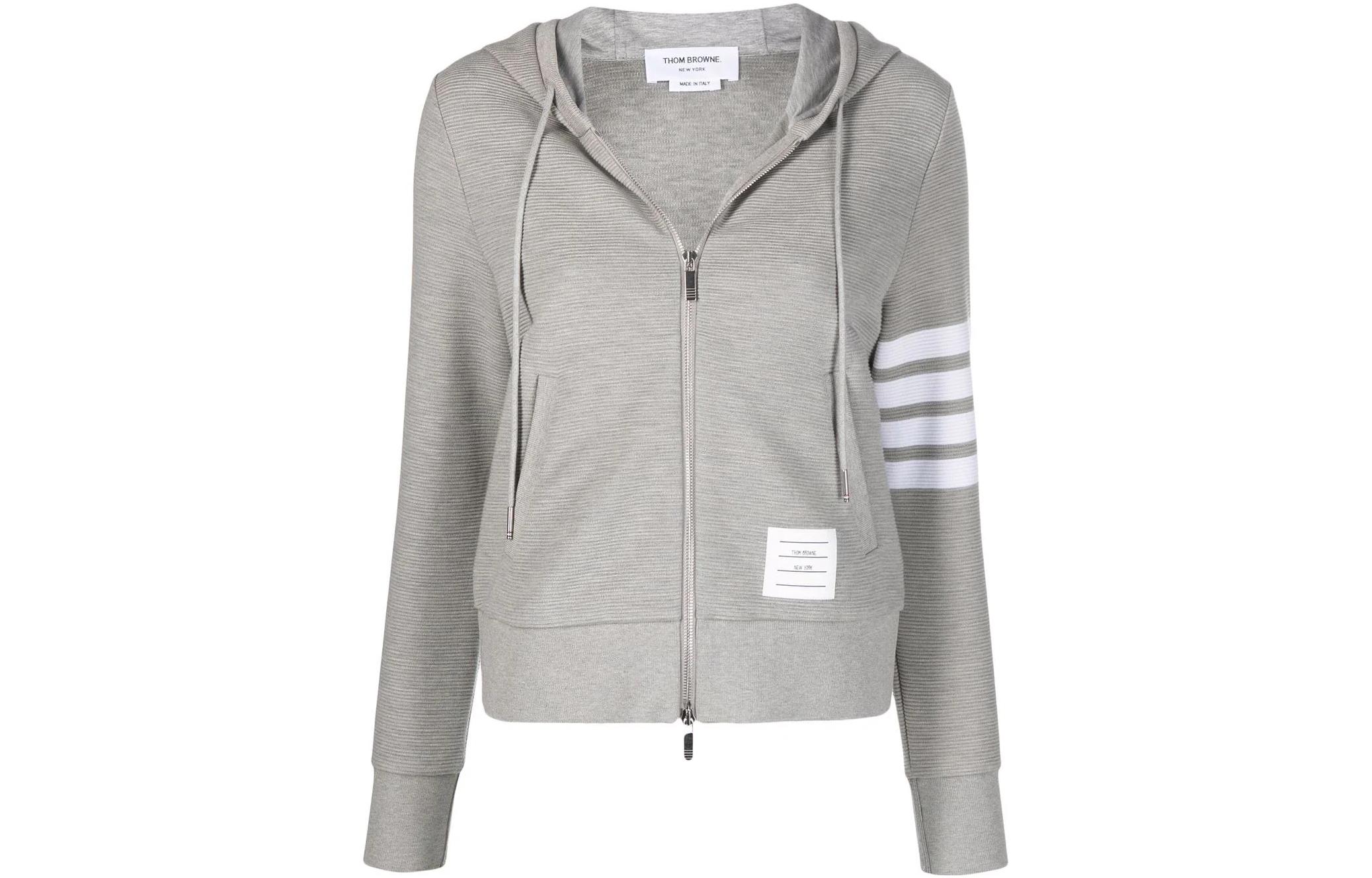 (Women) THOM BROWNE SS22  Classic 4-Bar Hoodie Gray Long Sleeve. FJT205A-08138-055