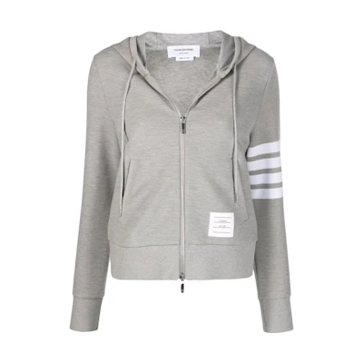 (Women) THOM BROWNE SS22 Classic 4-Bar Hoodie Gray Long Sleeve. FJT205A-08138-055