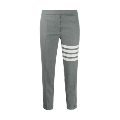 (Women) THOM BROWNE SS22 Classic 4-Stripes Cropped Pants Grey Back to School. FTC025V-06146-035