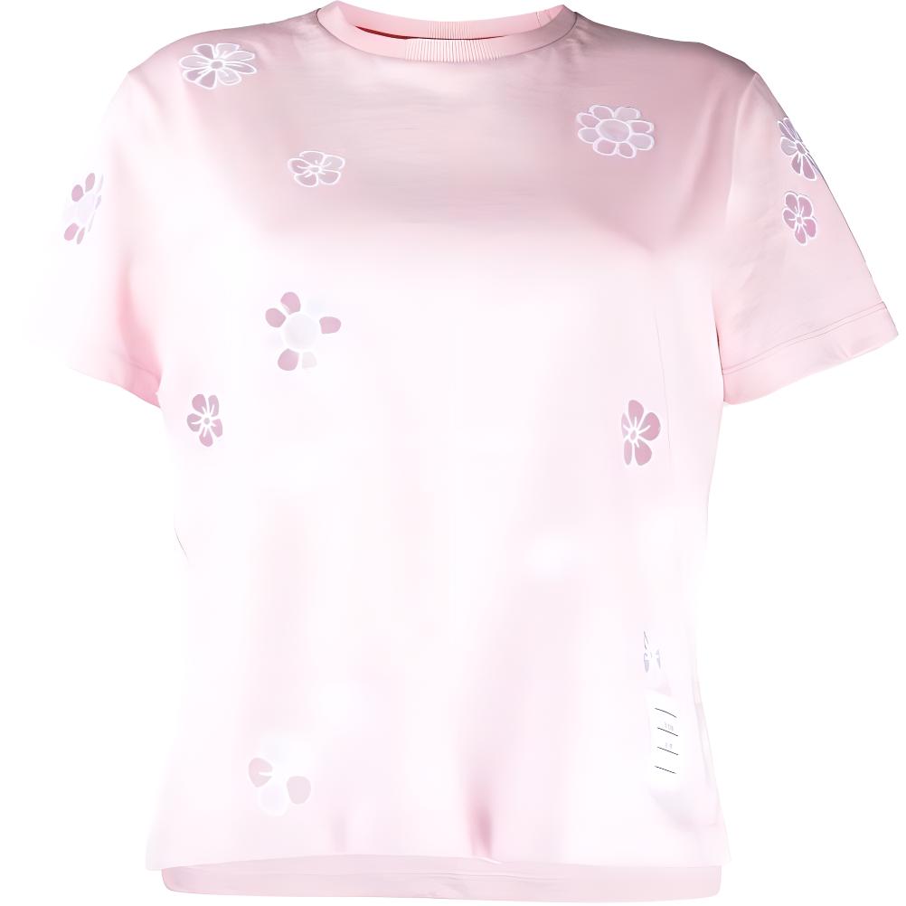 (Women) THOM BROWNE SS22  Floral Embroidery Oversized Short Sleeve T-Shirt. FJS113E-10420-680