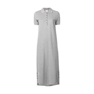 (Women) THOM BROWNE SS22 Grey Central Stripe Short Sleeve Dress. FJD034A-00050-055