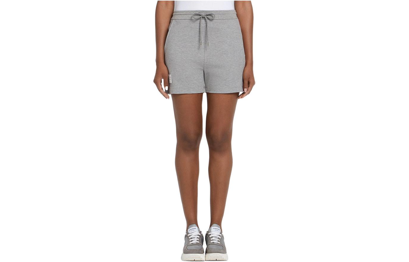 (Women) THOM BROWNE SS22  Grey Straight-Leg Shorts with Three-Stripes Trim. FJQ015A-00050-055