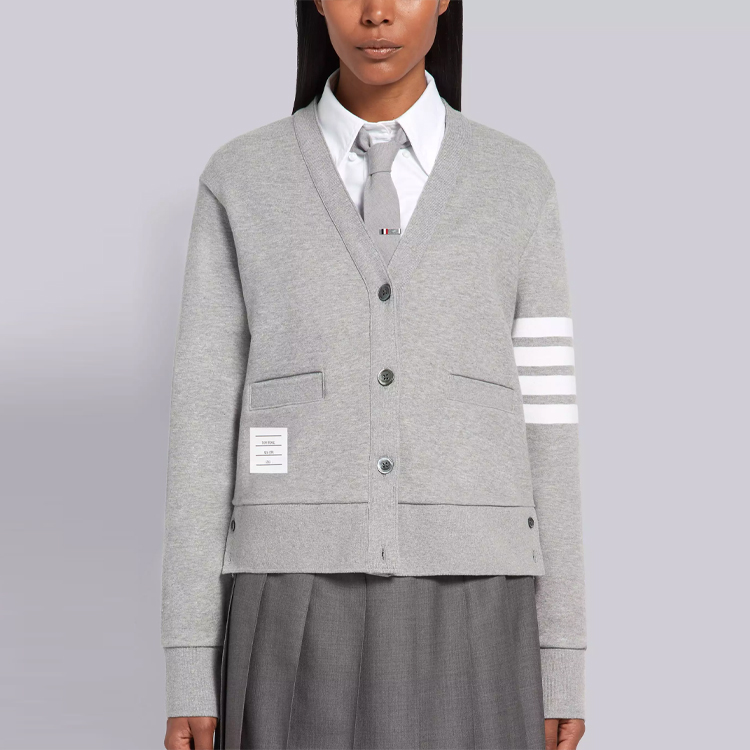 Purchase (W) Thom Browne SS22 Sweater Kelabu Berjalur Knit FJT069A-00535-055