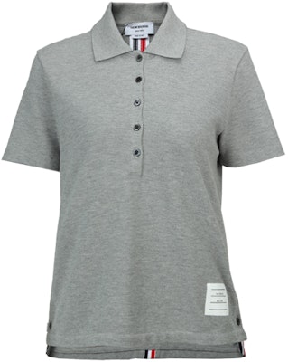 (W) THOM BROWNE SS22 Abu-abu Polo Shirt Lengan Pendek Stripe Tricolor. FJP014A-00050-055 Buy (W) THOM BROWNE SS22 Abu-abu Polo Shirt Lengan Pendek Stripe Tricolor. FJP014A-00050-055