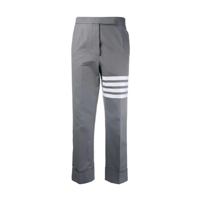 (Women) Thom Browne SS22 High-Waist 4-Bar Ankle Pants Grey FTC337U-07890-035