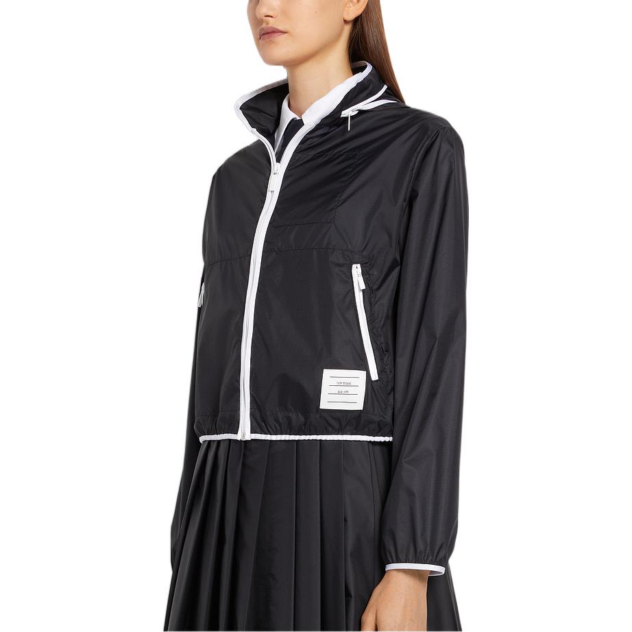 (Women) THOM BROWNE SS22  Navy Blue Solid Zip Windbreaker Hooded Jacket FJT209A-06859-415 圖 5