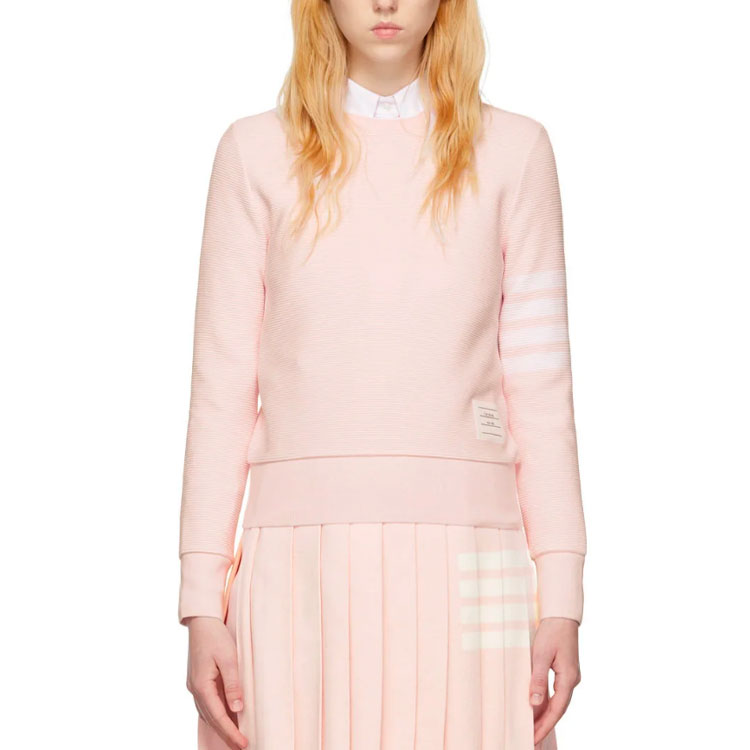 Purchase (W) THOM BROWNE SS22 Pink 4-Bar Stripe Crewneck Sweatshirt Klasik. FJT204A-08138-680