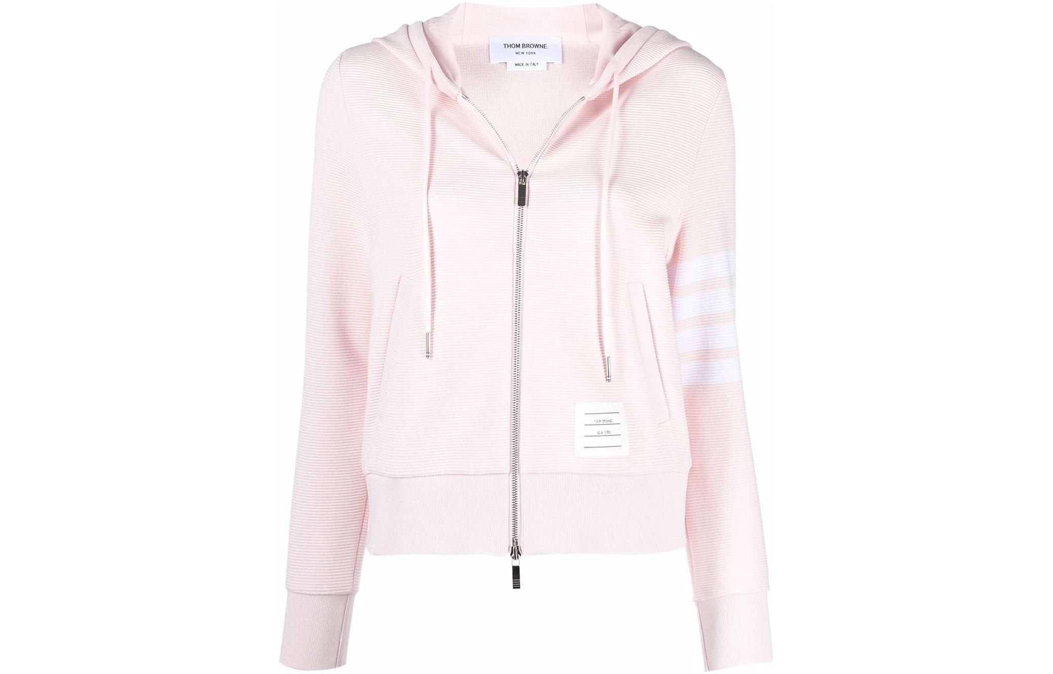 (Women) THOM BROWNE SS22  Pink Sweatshirt Jacket with Four-Bar Stripes. FJT205A-08138-680 圖 2