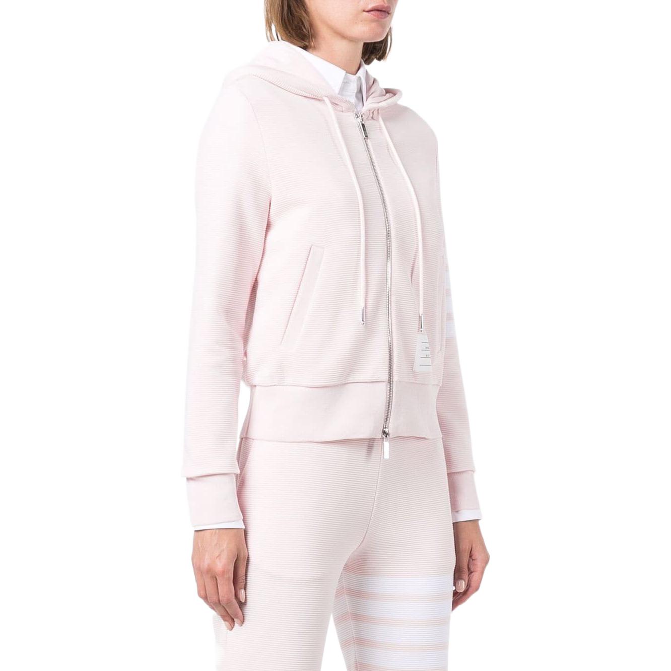 (Women) THOM BROWNE SS22  Pink Sweatshirt Jacket with Four-Bar Stripes. FJT205A-08138-680 圖 5