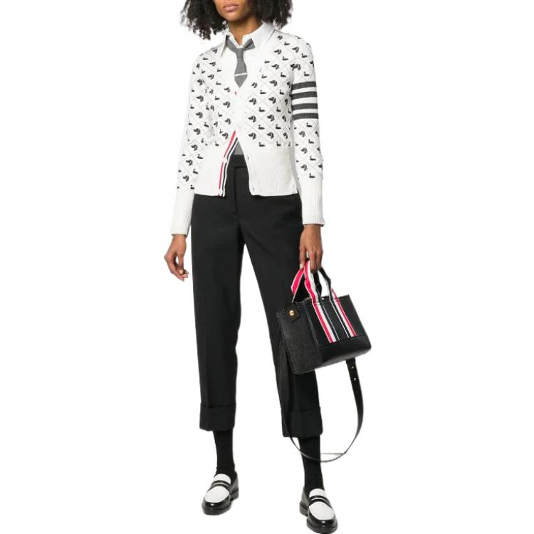 Lookbook (W) THOM BROWNE SS22 修身版型休閒長褲 黑色 FTC016B-00473-001