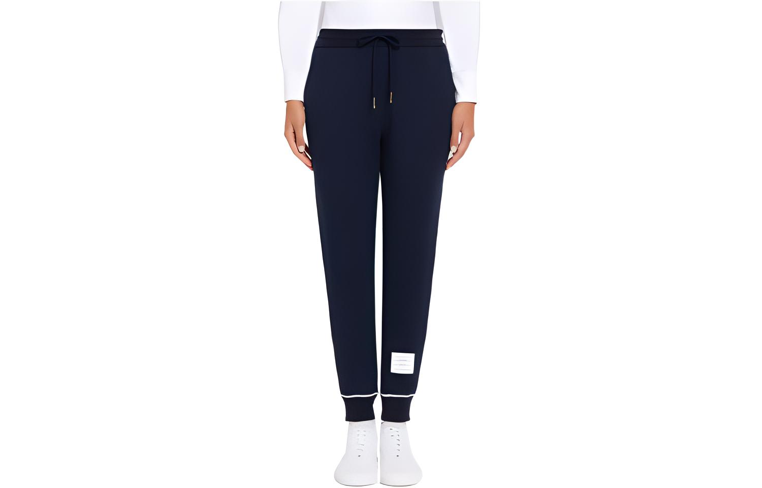 (Women) THOM BROWNE SS22  Solid Color Jogger Pants Blue FJQ063A-08000-415