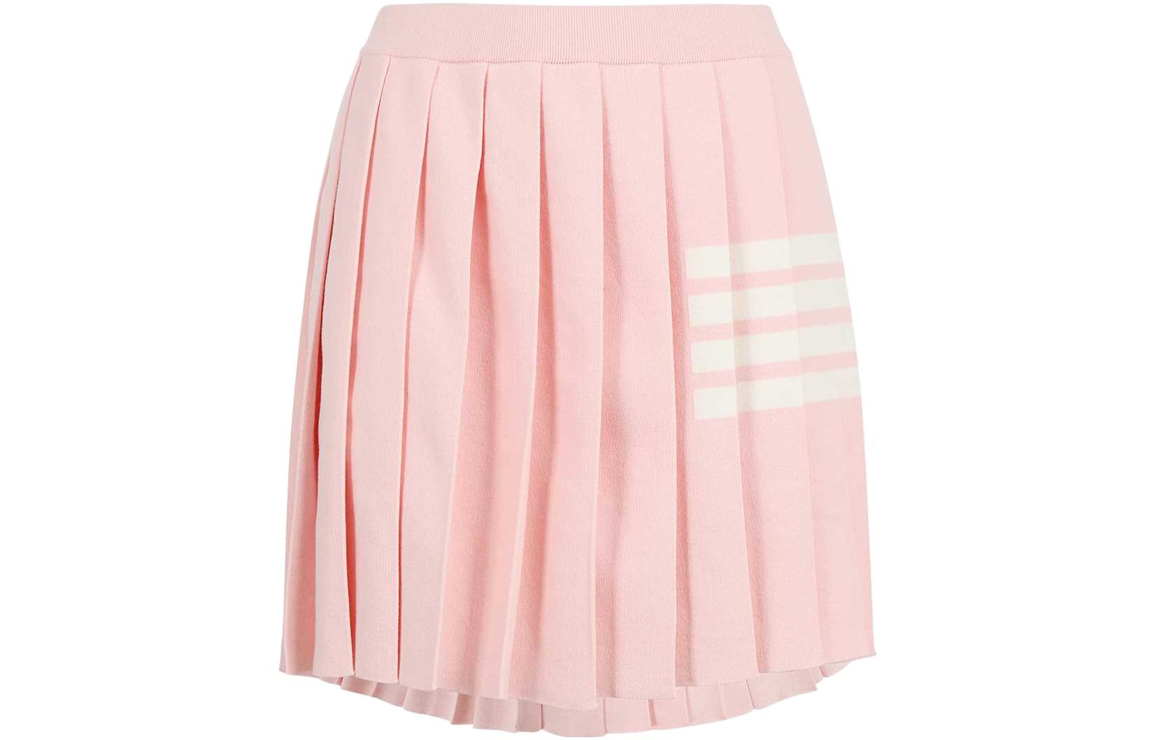 (Women) THOM BROWNE SS22  Solid Pleated Skirt with Four Stripes. FKK090A-Y3014-642