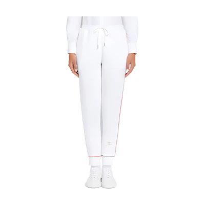 (Women) THOM BROWNE SS22 White Jogger Knit Sweatpants Casual Fall Wear FJQ063A-08000-100