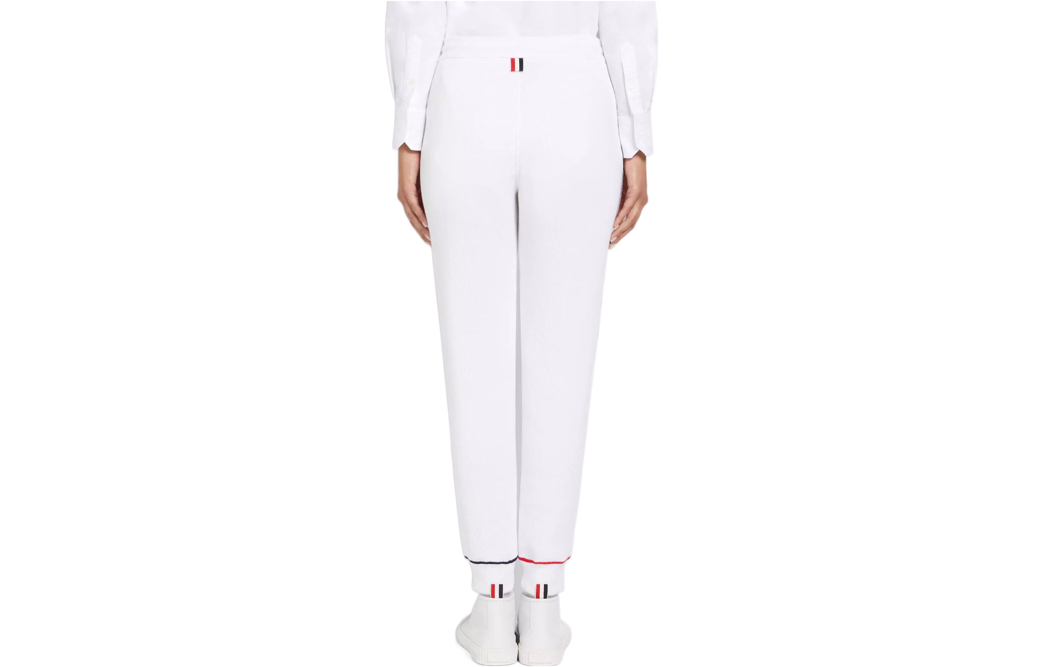 Lookbook (W) THOM BROWNE SS22 Pantalón Jogger Blanco Tejido Casual para Otoño. FJQ063A-08000-100